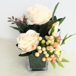 仿真花成品套装 家居办公美学新宠，玫瑰小盆景引领热销潮流